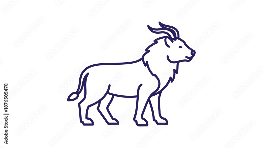 Fototapeta premium Minimalist Antelope Silhouette, Outline Icon, African Wildlife