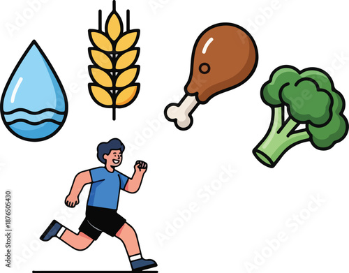 International Mother Language Day banner features diverse people celebrating with healthy food and drink options.