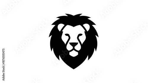 Minimalist Black Lion Head Icon, Stylized Animal Logo, Bold Silhouette