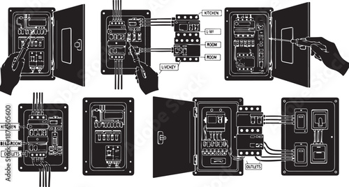 Detailed technical drawings of electronic circuit board components