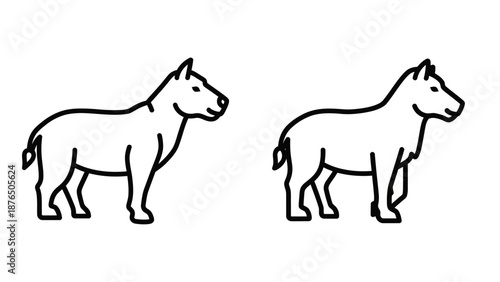 Minimalist Horse Outline Icons, Vector Animal Illustration