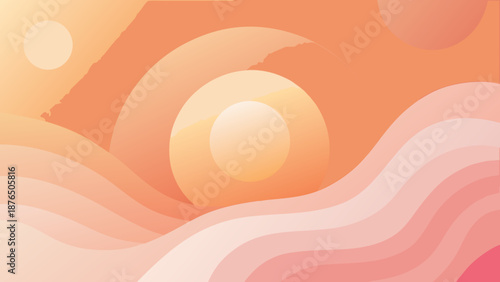 Abstract creative design featuring smooth radial gradient from soft pink to peach, organic blob shap