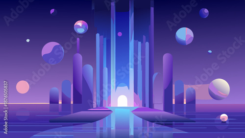 Ethereal Orbs in Mystical Indigo-Violet Gradient - AI-generated illustration