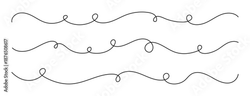 Set of squiggle loopy line vector decoration elements