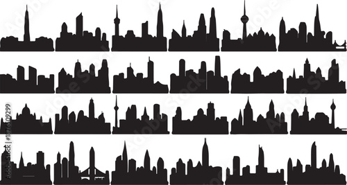 Chicago city skyline horizontal banner. Black and white silhouette of Chicago city, USA. Vector template for your design.