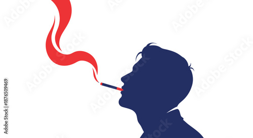 Smoking Hookah Silhouette with Red Smoke on Dark Background for Relaxation Concept