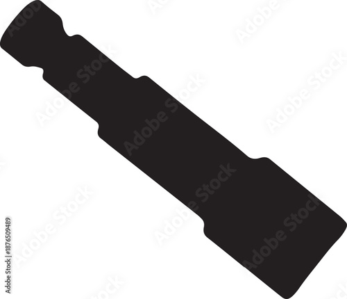 Black silhouette of a telescope or spyglass on a white background