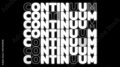 Concept Words Continuum, Flicker Effect Typography Text Animation 4k video Motion Graphic and Seamless Loop on black isolated background, Business and Continuum Theme