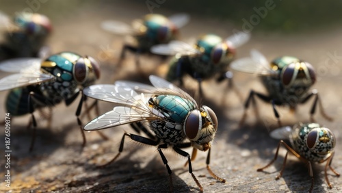 Marcro photo of close up flies
