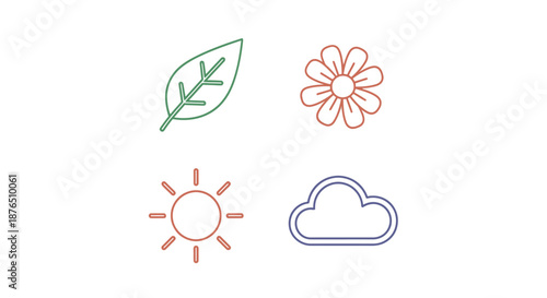 Minimalist Eco Renewable Energy Icons Set on Black Background Vector Illustration