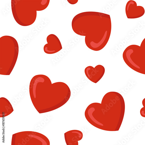Vector seamless pattern with red hearts. Color image for Valentine's Day and various holidays.