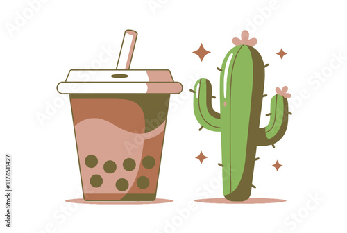 Cactus in Pot with Growth Hormone Bottle and Stars for Health and Success Concept