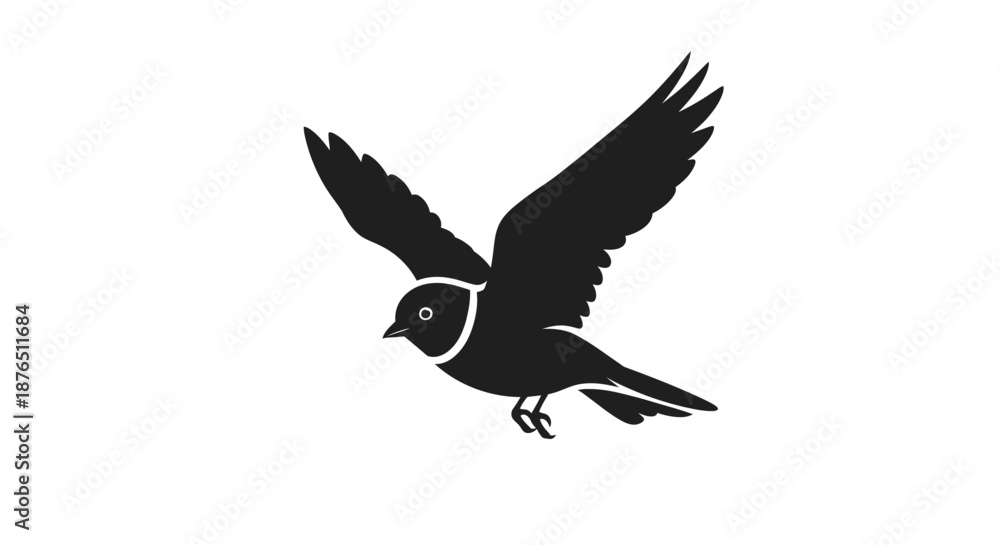 Fototapeta premium Silhouette of Flying Owl at Night with Spread Wings Against Dark Sky Background