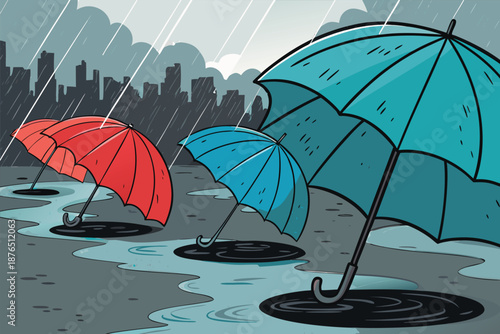 Calm Demonstration Rain Umbrellas