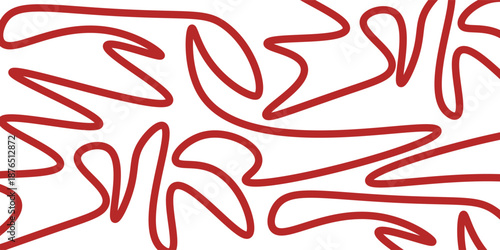 Twisted line, fluid, curved, wriggling endless stripe seamless repeat vector patterns set. Liquid, funky organic ornaments, groovy square backgrounds. Doodle, uneven hand drawn wavy, winding line