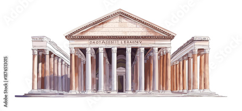 Pantheon. Pantheon watercolor vector illustration