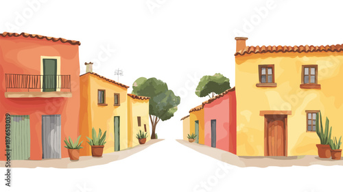 Villa La Angostura. Villa La Angostura hand drawn watercolor illustration