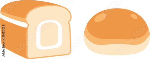 a slice of bread and a bun silhouette