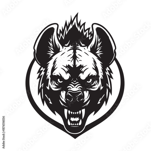 Aggressive snarling wolf head logo with bold black and white styling and emblematic circle badge.