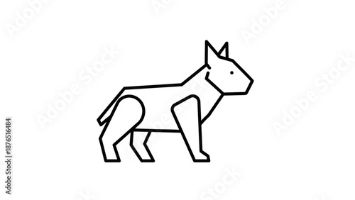 Minimalist Line Art Dog Icon, Bull Terrier Silhouette, Simple Pet Illustration