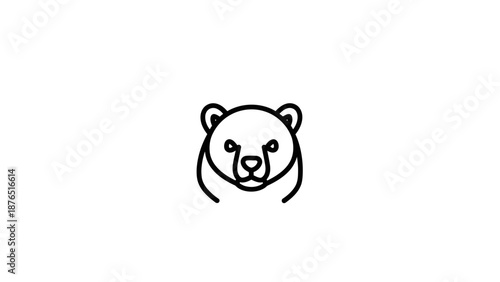 Minimalist line art illustration of a bear face, simple drawing, white background