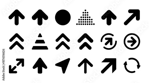 Set of 20 black directional arrows icons