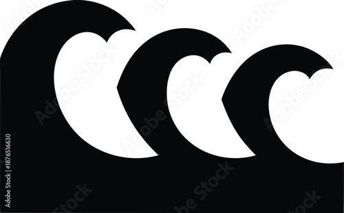 quantum wave forming ocean wave silhouette vector illustration on transparent background