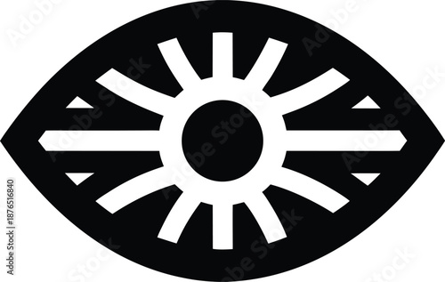 observer eye with quantum collapse lines silhouette vector illustration on transparent background