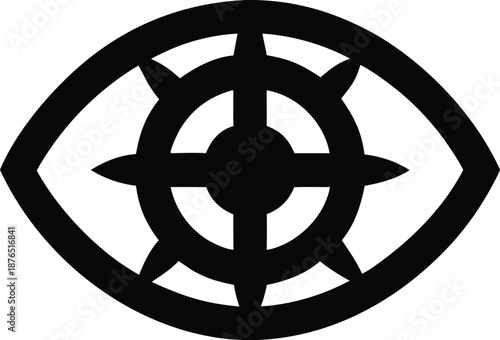 observer eye with quantum collapse lines silhouette vector illustration on transparent background