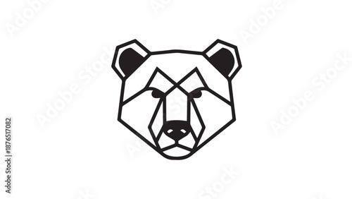Geometric Black and White Bear Head Logo in Minimalist Emblem Style.