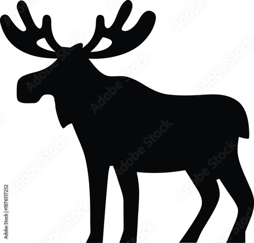 megaloceros giant deer silhouette vector illustration on transparent background