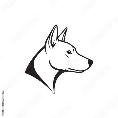 Elegant dog head profile logo illustration of a calm canine.