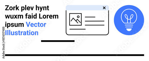Web design, user interfaces, creative thinking, innovation, project ideas, digital concepts. A webpage layout with image and lightbulb icon. Web design and creative thinking displayed clearly