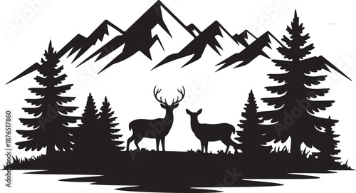 vector deer in the wilderness