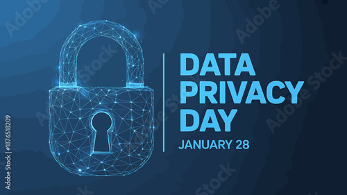 Data Privacy Day Illustration with Secure Lock Icon