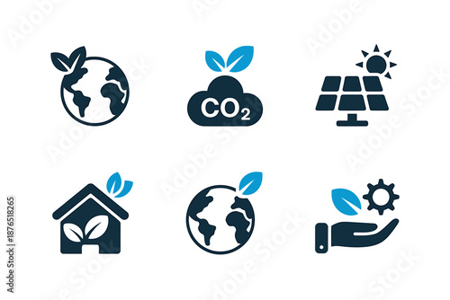 Sustainable Earth Icons Set for Environmental Awareness