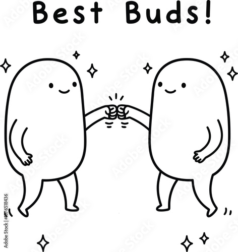 Cute Characters Doing a Fist Bump, Concept of Best Friends and Success