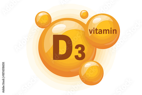 Vitamin D3 Illustration with Bubbles for Health Concept