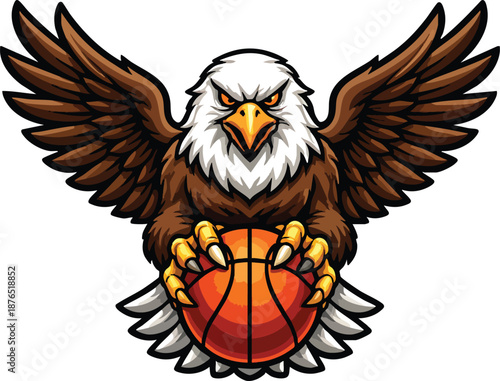 Wallpaper Mural Strong Eagle Holding Basketball Mascot Logo, Powerful Sports Illustration Torontodigital.ca