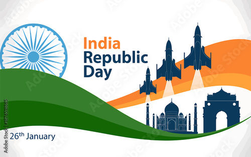 India Republic Day Celebration with National Symbols
