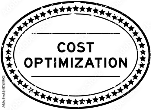 Grunge black cost optimization word oval rubber seal stamp on white background