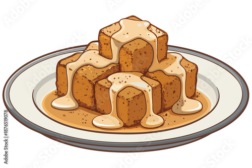 Classic Bread Pudding Sauce Illustrat