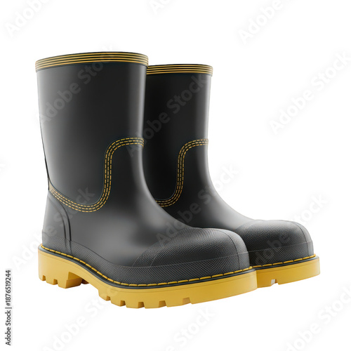 Wallpaper Mural Stylish black rubber rain boots isolated on transparent background Torontodigital.ca