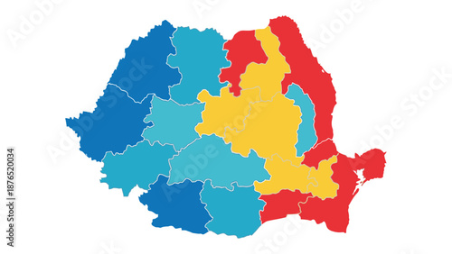 romania map, colored regions
