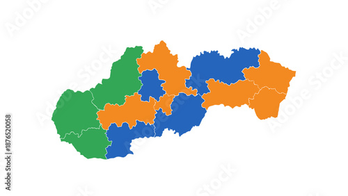 Slovakia regions map colored