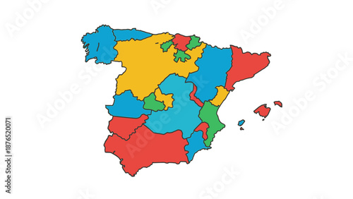 spain regions map colorful