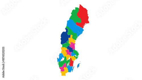 Sweden regions map colorful