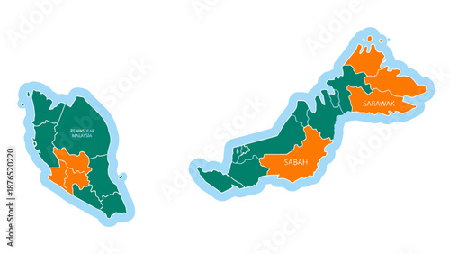 Malaysia map with highlighted regions