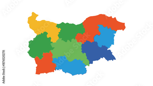 Bulgaria regions map colorful