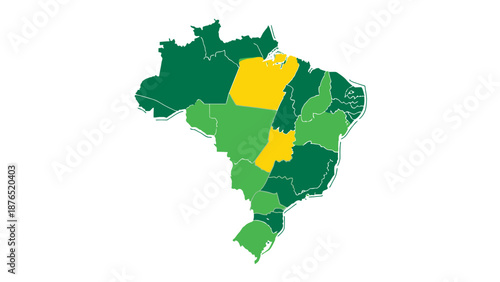 Brazil map regions colored